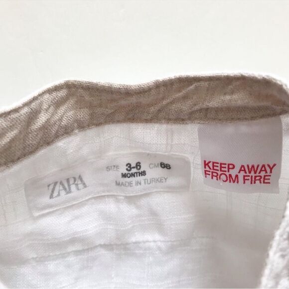 Zara linen button down shirt EUC 3-6 months - Picture 4 of 5